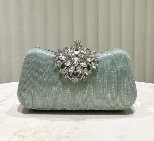 Mint green metallic clutch - green,