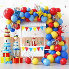 Carnival Balloon Garland Arch Kit – Red Blue Yellow Rainbow Birthday Party Decor