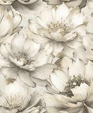 Muriva Aminah Large Floral Cream/Gold Metallic Wallpaper 224503