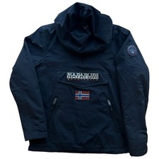 Napapijri Rainforest Mens Jacket M Black Anorak Winter Fleece Lined Pull On