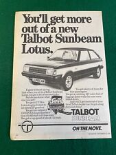 TALBOT SUNBEAM LOTUS 2.2 1980 A4 ADVERT XB