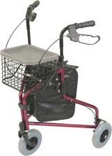 Aidapt Red Lightweight Tri Walker with Bag and Basket VP172AAL