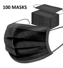 100x Black Disposable Face