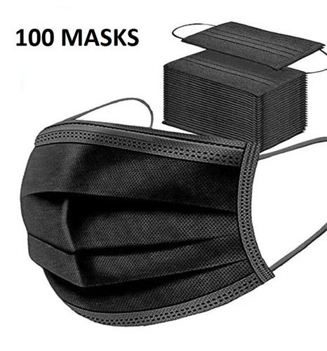 100x black disposable - black, face