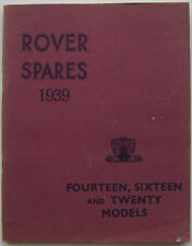 Rover P2 14 16 & 20 Models Original Factory Illustrated Parts Catalogue 1939