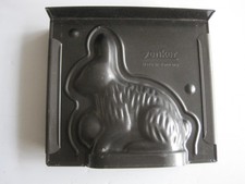 TIN 2 PIECE CHOCOLATE MOULD WITH CLIPS - SITTING RABBIT - ZENKER, GERMANY