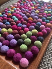100% Wool Felt Balls - Handmade- Nepal 210 pieces assorted