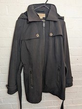 Michael Kors Hooded Belted Softshell Coat – Size M – Black
