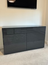 Next Sloane grey glass chest of drawers