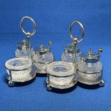 Fabulous pair Victorian Silver Glass Cruet Sets Mappin Brothers Sheffield 1894