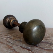 1 PAIR VINTAGE SALVAGE RECLAIMED BRASS DOOR RIM LOCK KNOBS PATINA CLEANED WAXED
