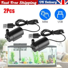 2Pc Mini Water Pump Small Mute Submersible 1 M USB Cable Garden Home Fountain UK
