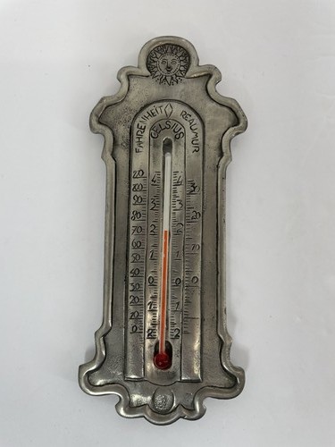 Vintage pewter thermometer - vintage,