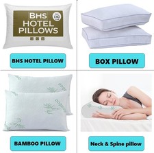 2 PACK BAMBOO PILLOW HOTEL PILLOW BOX PILLOW NECK & SPINE SLEEPER PILLOW UK