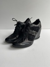 Geox 90s Y2K wedge trainers sneakers UK 5 EU 38 VGC leather suede black shoes