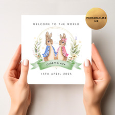 Personalised New Baby Card For Twins - Boy Twins - Girl Twins - Boy & Girl Twins