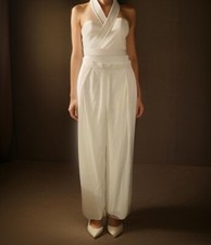 White floaty wedding trousers - white,