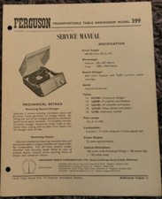 Ferguson Transportable Table Radiogram Model 399 Service manual