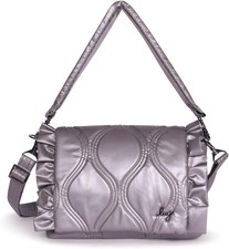 Lug Conga Crossbody Bag - Pearl Metallic, Magnetic Closure, Adjustable Strap, Un