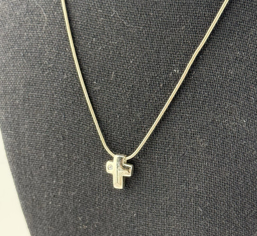 Sterling silver puffy cross - sterling,