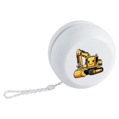 Cute yellow excavator - excavator', retro