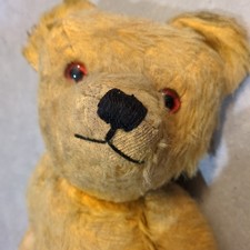 👀 OPEN TO OFFERSVery Old Teddy Bear Jointed Stitched Nose Growler Vintage 