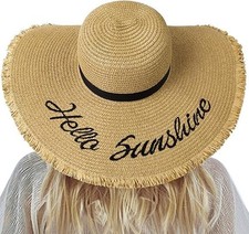 🔥 2 PACK Women’s Wide Brim Straw Sun Hats Foldable UV UPF 50+ Khaki– RRP £39.99