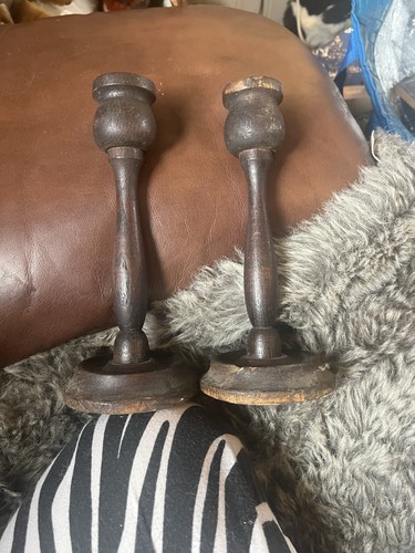 Vintage wooden candle stick - candle,