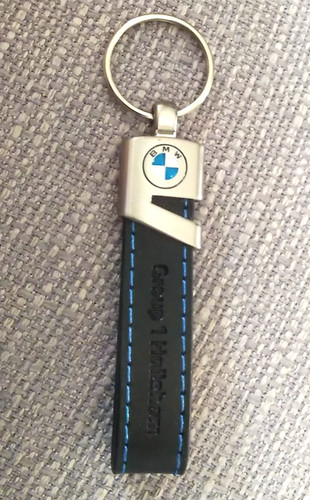 New bmw black leather keyring - black,