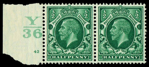 King george d green - gb, ½d