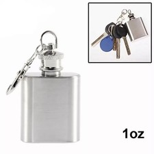 3 X 1oz Portable Mini Stainless Steel Hip Flask Alcohol Bottle Travel Keyring