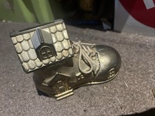 Silver Shoe Home Vintage Money Box - There Was An Old Lady Who Lived In A Shoe