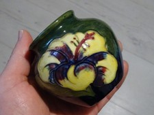 Vintage Moorcroft Hibiscus Yellow & Green Ground Bulbous Vase