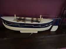 Model Wooden Lifeboat Rowing Boat with Oars Vintage 39cm Long