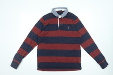 GANT Men's Multicoloured Striped Long Sleeve Rugby Polo Shirt Size L