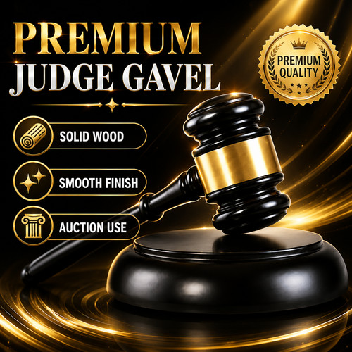 Black wood judge gavel - black, set