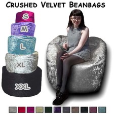 Beanbag CRUSHED VELVET Bean Bag Gaming Chair Seat Lazy Lounger Couch Kids Adults