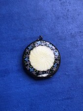 REPAIRS Edwardian Guilloche Locket Silver & Enamel  Hand Painted