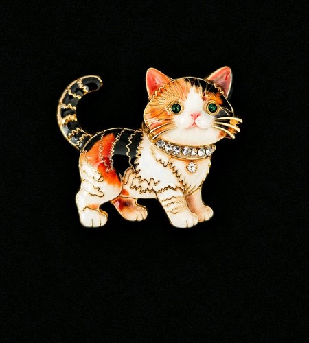 Calico cat brooch vintage - calico,