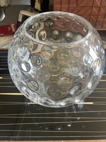 Clear dimpled glass vase - clear,