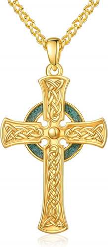 Men 14k gold celtic - gold, cross