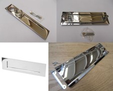 POLISHED CHROME -Front door Internal External letter box postal plate cover