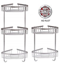 Rust Free Stainless Steel Corner Shower Caddy Bathroom Shelf Organizer Basket