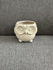 Light Grey/Cream Owl Ceramic Plant Pot Holder
