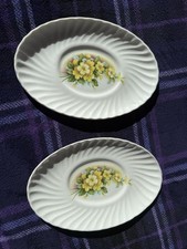 2 Genuine Bone China Oval Plates with Primrose Pattern Made In England
