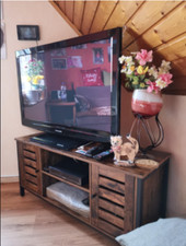 Industrial Style TV Stand Vintage Media Cabinet Rustic Metal Unit Retro Storage