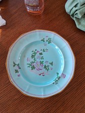 Calyx Ware. Egg Shell Blue Floral Plate. 10ins
