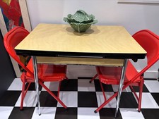 Retro Vintage Yellow Formica Kitchen Table With Extending Panels