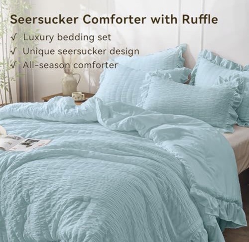 Seersucker ruffle queen - seersucker,