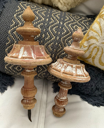 Pair hand carved shabby - pair,